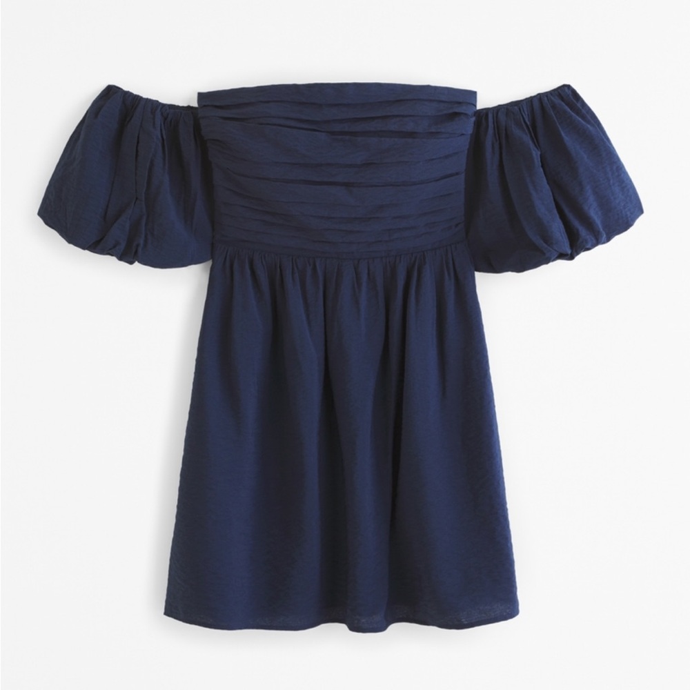 A&F Emerson Off-The-Shoulder Mini Dress (Color: Navy)